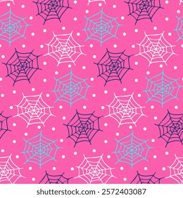 Bright winter pattern with snowflakes. Handwritten snow flakes on neon pink background. Seamless texture for snowy wallpapers. Winter print for baby's fabric, textile, puffy snow boots, quilted coats.