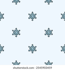 Bright winter seamless pattern with snowflakes. Endless New Year and Christmas background. Design for decoration, wrapping paper, print