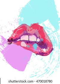Bright women's lips.