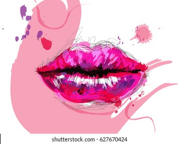Bright women's lips.