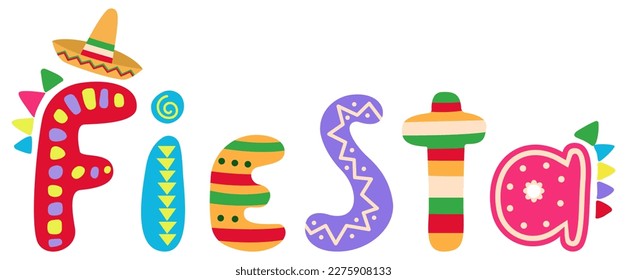 Bright word FIESTA on white background