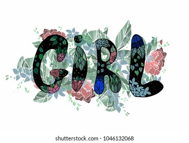 Bright Word Girl in Flowers