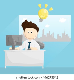 bright work time salary man cartoon lifestyle illustration