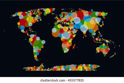 Bright world made of variegated circles