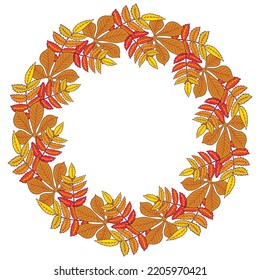 bright wreath of autumn leaves