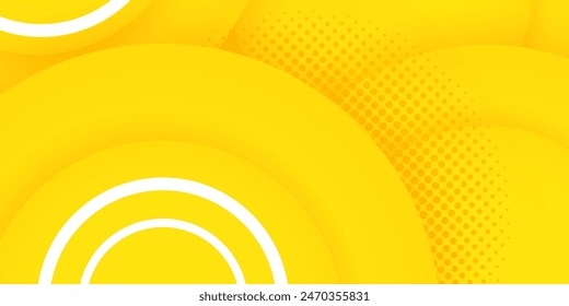 a bright yellow abstract background, creating a vibrant and cheerful mood. multiple overlapping circular shapes, adding depth and dimension.