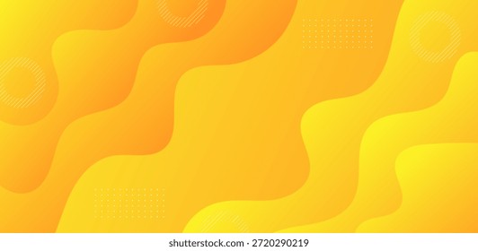 Bright yellow abstract background with dynamic wavy shapes creating energetic, modern, and cheerful visual appearance.