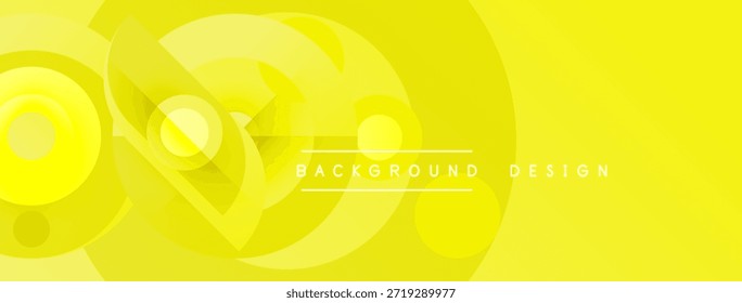 Bright yellow abstract background. Overlapping circles create dynamic visual effect. Modern design suitable for banners, headers.