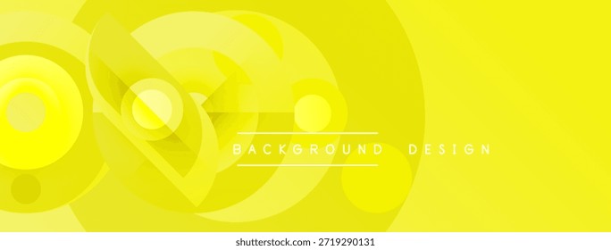 Fondo abstracto amarillo brillante. Los círculos superpuestos crean un efecto visual dinámico. El texto lee el diseño de fondo. Estética sencilla y moderna.