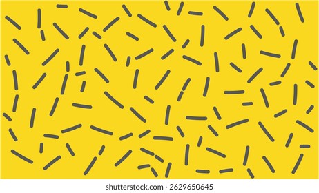 Bright yellow abstract background with scattered black short dash line shapes modern playful pattern

