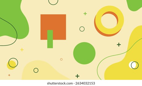 Bright yellow abstract design with circular and rectangular elements. Eye-catching and ideal for vibrant visuals.