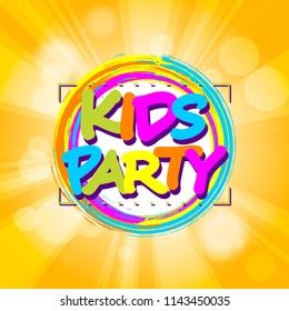 Bright yellow abstract festive bokeh flare background with Kids party emblem for children playground for play and fun