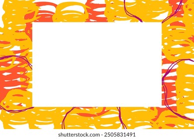 bright yellow abstract frame with empty space in the middle, summer, holiday background for posters, banners, invitations design