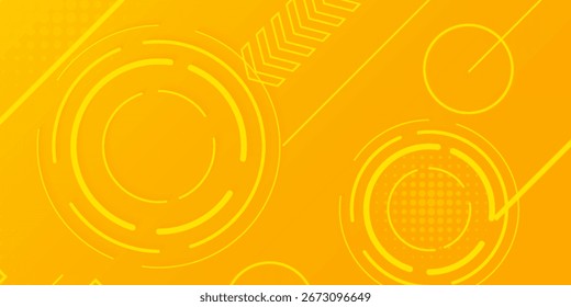 Hellgelber abstrakter geometrischer Hintergrund mit futuristischen Kreisen. Modernes Trenddesign in Vektorgrafik