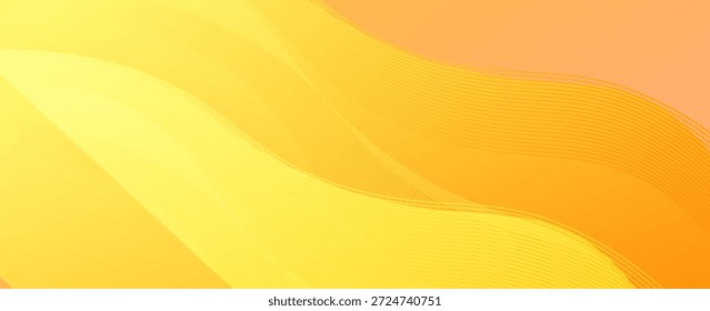 Fundo de onda abstrata amarelo brilhante com luz de gradiente quente e curvas suaves