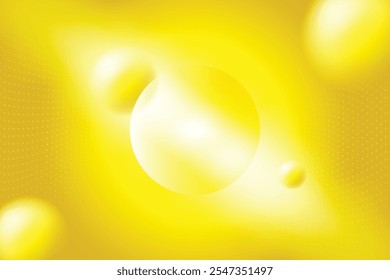 Bright yellow background with glossy spheres. Modern minimalist design with a futuristic vibe.