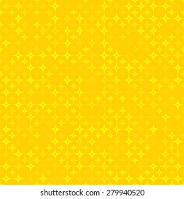 Bright yellow background with shiny stars / sparkles, abstract seamless pattern, vector illustration, gift wrap