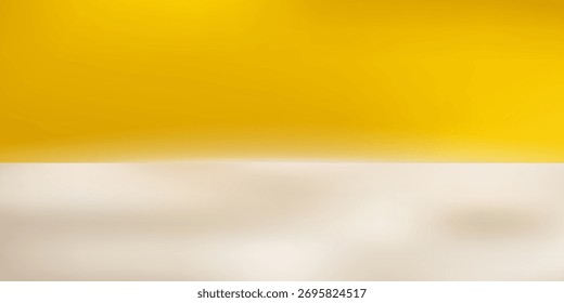 Fondo amarillo brillante con sombras suaves y naturales. Maqueta para productos de marca, cosméticos, comida o presentación de joyas.
