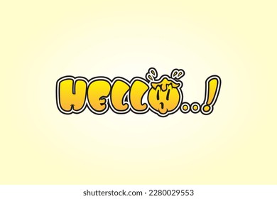 bright yellow background with typography and text effect word hello