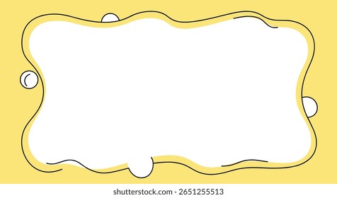 Bright yellow background with a whimsical cloud shaped frame and subtle bubbles for text or design elements