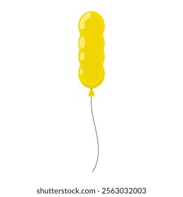 Bright yellow balloon floats gently in the air at a celebration event outdoors