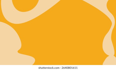 Bright yellow base with smooth beige shapes flowing across the surface, creating a playful and dynamic abstract artwork.