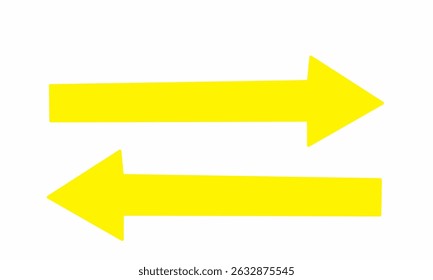 Bright yellow bidirectional arrows on a clean white background symbolizing exchange, balance, communication, or two-way processes. Perfect for business, traffic, data flow concepts in design projects.