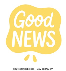 Bright yellow blob with playful handwritten words in cheerful modern flat cartoon style.
