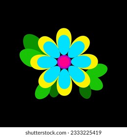 Bright yellow and blue flower mexican embroidery