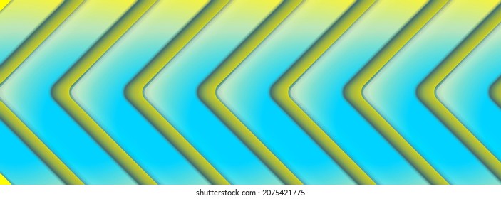 Bright yellow blue smooth arrows abstract tech minimal background. Modern glossy vector banner design
