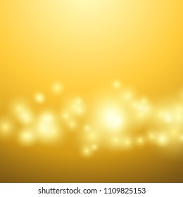 Bright yellow bokeh lights over solar background. Vector illustration
