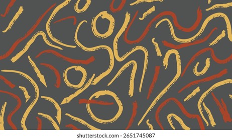 Bright yellow and bold red scribbled strokes on a dark charcoal background. High contrast and energetic hand-drawn visual.