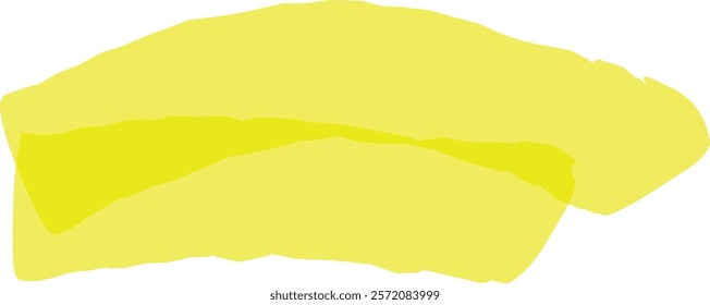 Bright yellow brush stroke creating a dynamic and abstract shape, infusing vibrant color and artistic flair into designs and creative projects, enhancing visual appeal and expression