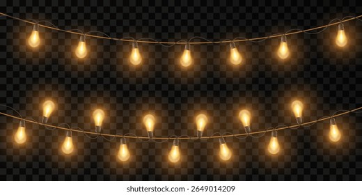 Bright yellow bulbs for poster, postcard or website. LED neon lamp. Vector.EPS 10.