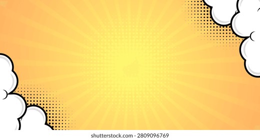 Bright Yellow Burst with White Clouds - A Vibrant Comic Book Style Background