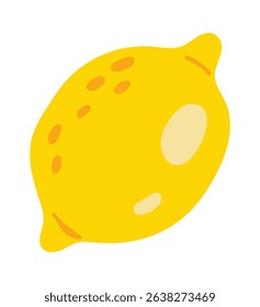 Bright yellow cartoon style lemon featuring a textured peel, promoting healthy eating while adding a refreshing touch to various designs and enhancing vibrant visuals