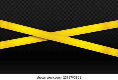 Bright yellow caution tape with a realistic, textured appearance against a dark checkered transparent background. Perfect for warning, safety, or industrial-themed designs. Versatile for creative or b