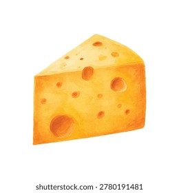 A bright yellow cheese wedge with round holes