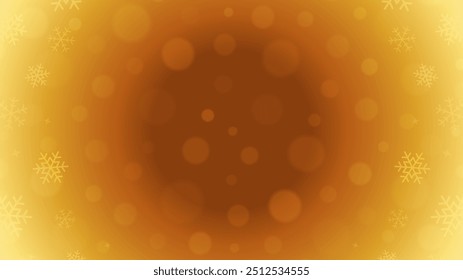 Fundo de gradiente amarelo brilhante do inverno do Natal com flocos de neve design 3d ilustração vetor realista. Luz solar ensolarada vívida Xmas fundo torcido vórtice brilho bokeh queda de neve efeito blizzard banner