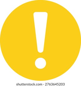 A bright yellow circle contains a white exclamation point signifying warning