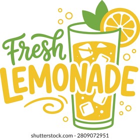 Bright yellow citrus beverage with refreshing bubbles and green leaves. Ideal for summer promotions and cafe branding.