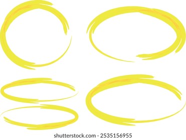 bright yellow color circle frames set vector