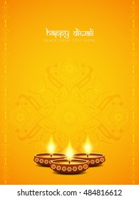 Bright yellow color religious Happy Diwali vector background design.