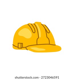Chapéu rígido de construção amarelo brilhante projetado para proteção da cabeça em locais de trabalho. Simboliza segurança, confiabilidade e prontidão para construtores, engenheiros e equipes de manutenção em ambientes industriais.