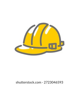 Chapéu rígido de construção amarelo brilhante projetado para proteção da cabeça em locais de trabalho. Simboliza segurança, confiabilidade e prontidão para construtores, engenheiros e equipes de manutenção em ambientes industriais.