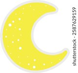 Bright Yellow Crescent Moon with White Dots Vector Illustration