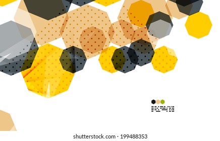 Bright yellow and dark textured geometric shapes isolated on white - modern design template