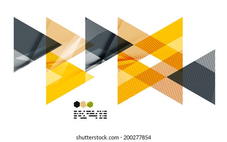 Bright yellow and dark textured geometric shapes isolated on white - modern design template