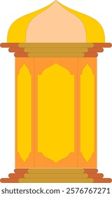 Bright Yellow Decorative Column with Ornate Design and Golden Dome Top