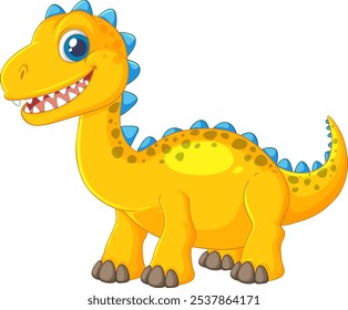 Bright yellow dinosaur with blue spikes